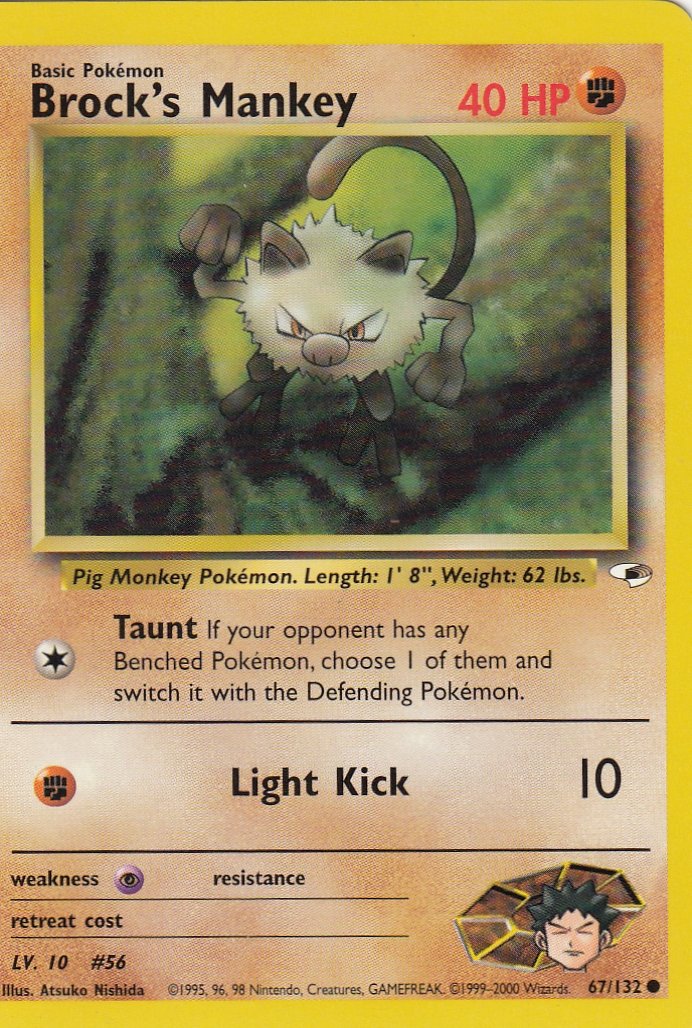 Brock's Mankey 67/132 Gym Heroes Set Common