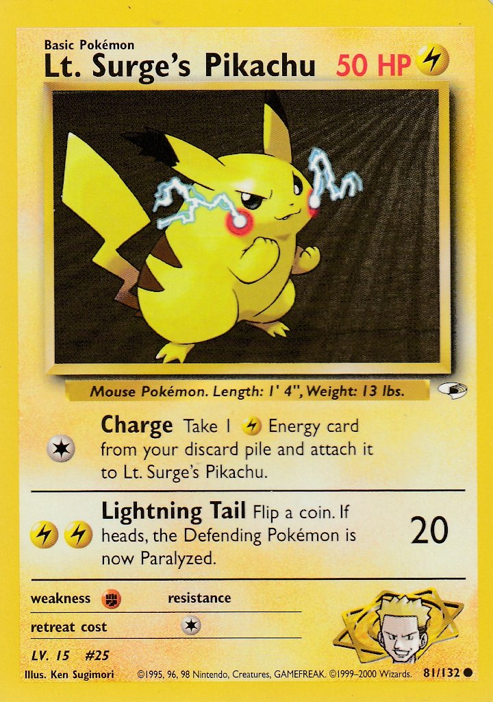 Lt. Surge's Pikachu 81/132 Gym Heroes Set Common