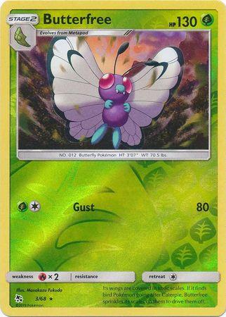 Butterfree 3 / 68 Reverse Holo hidden-fates-rh-3