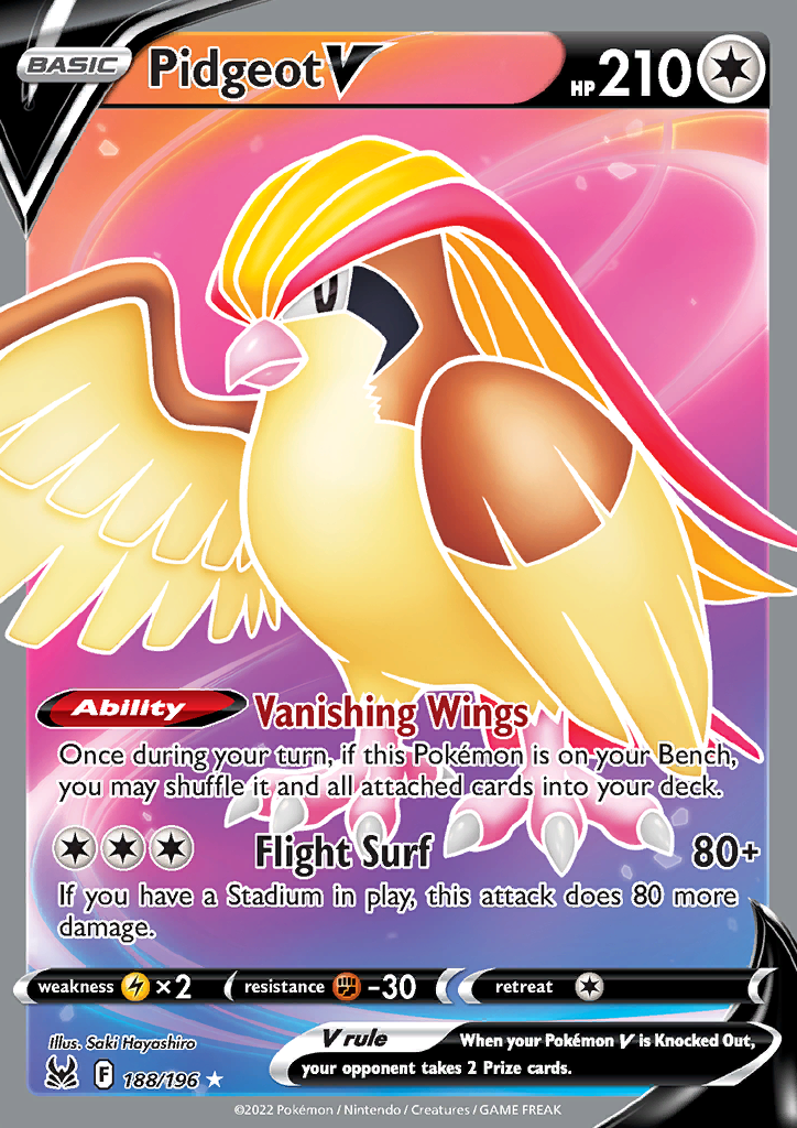 Pidgeot V (Full Art) 188/196 Lost Origin