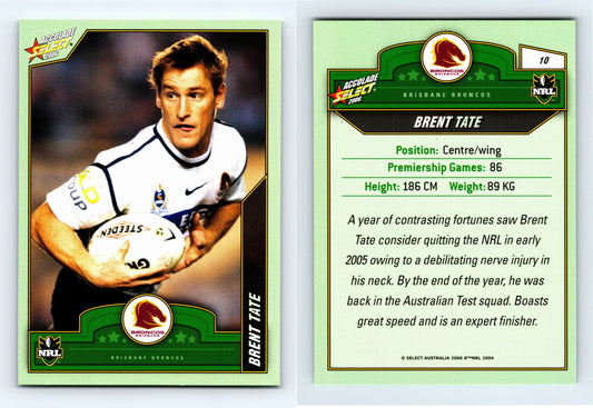 #10 BRENT TATE 2006 Select NRL Accolade