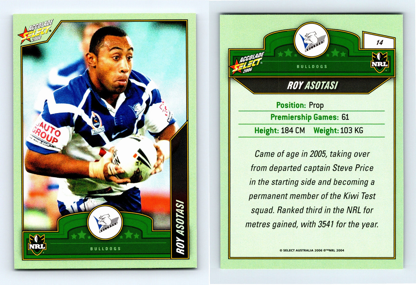 #14 ROY ASOTASI 2006 Select NRL Accolade