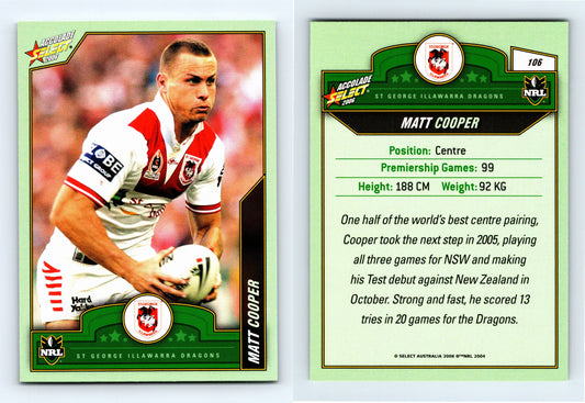 #106 MATT COOPER 2006 Select NRL Accolade