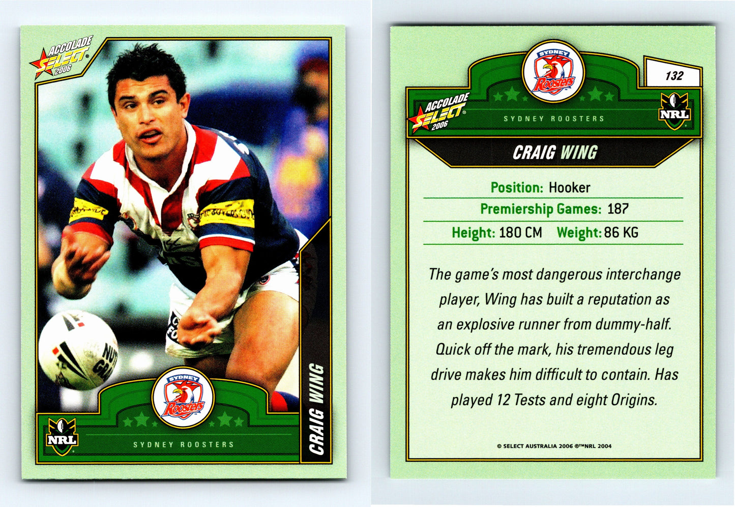 #132 CRAIG WING 2006 Select NRL Accolade