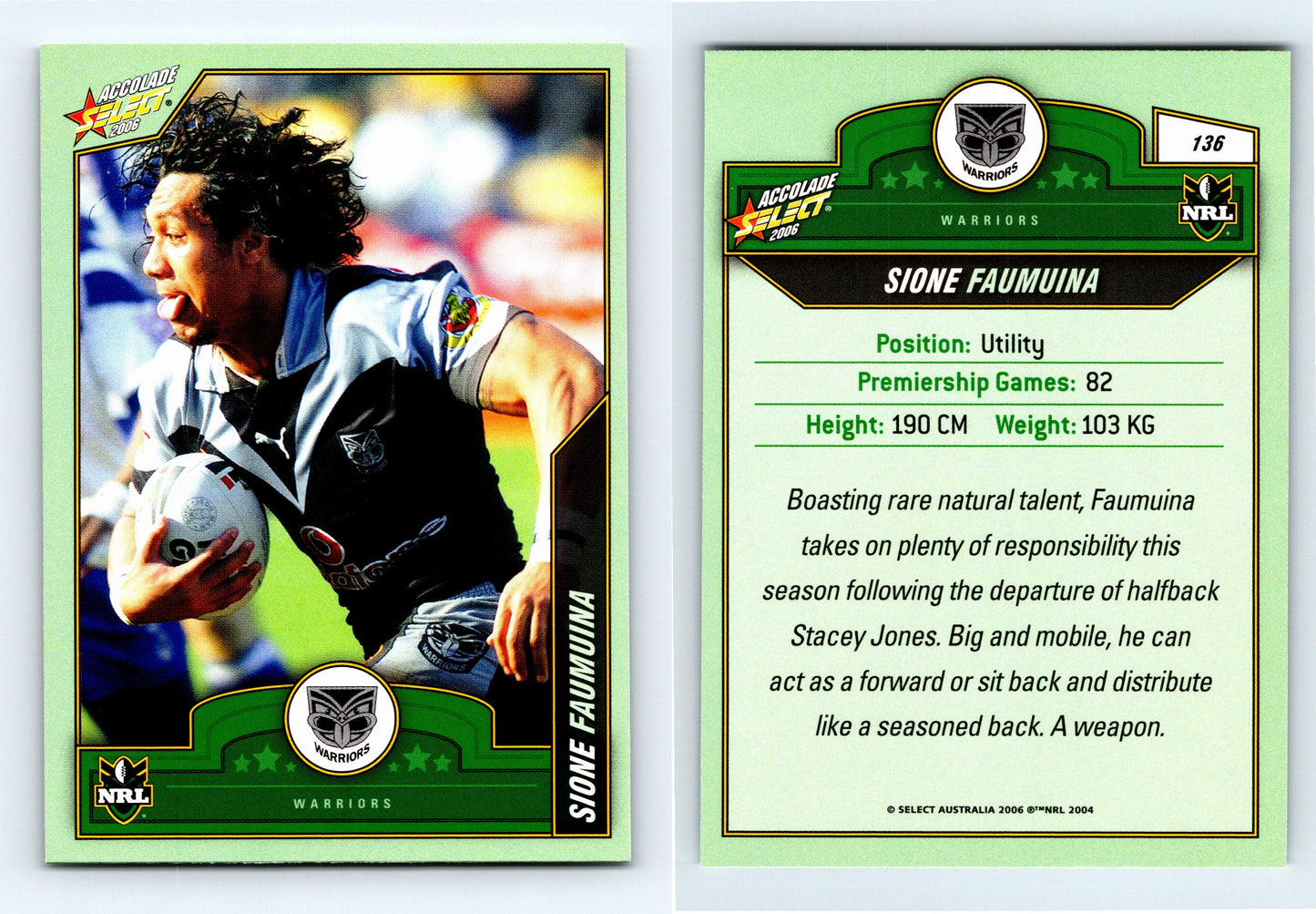 #137 NATHAN FIEN 2006 Select NRL Accolade