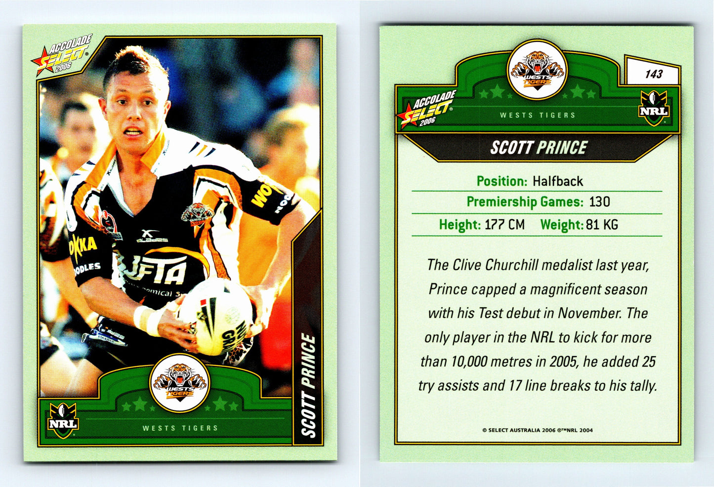 #143 SCOTT PRINCE 2006 Select NRL Accolade