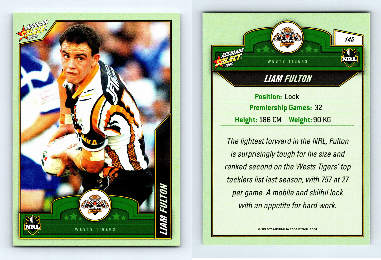 #145 LIAM FULTON 2006 Select NRL Accolade
