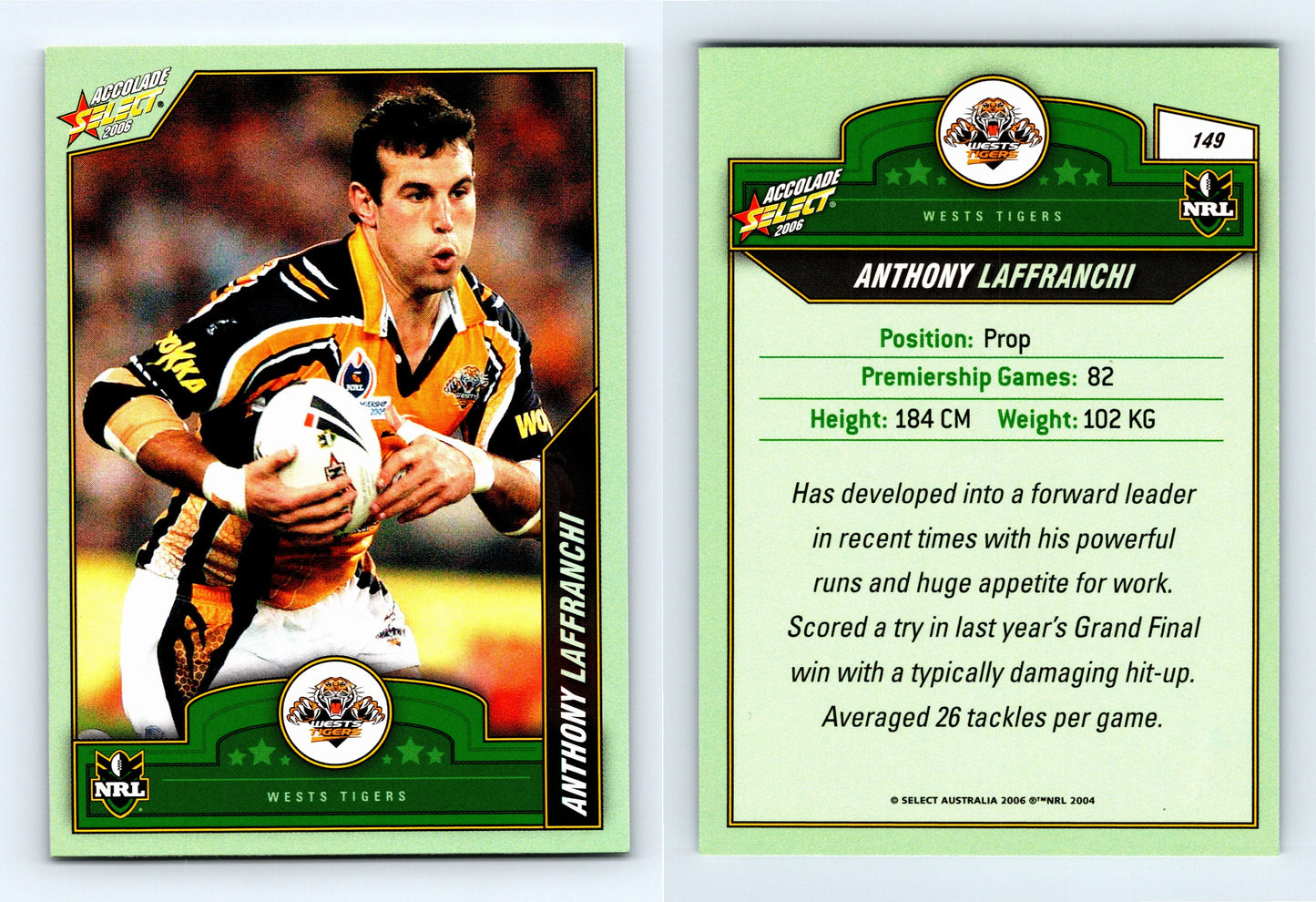 #149 ANTHONY LAFFRANCHI 2006 Select NRL Accolade