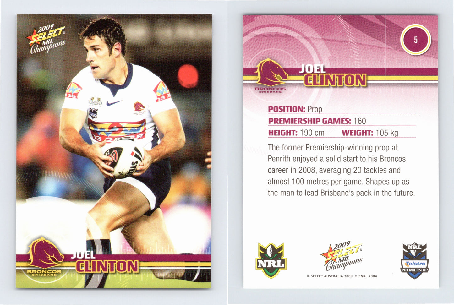 #5 JOEL CLINTON 2009 Select NRL Champions