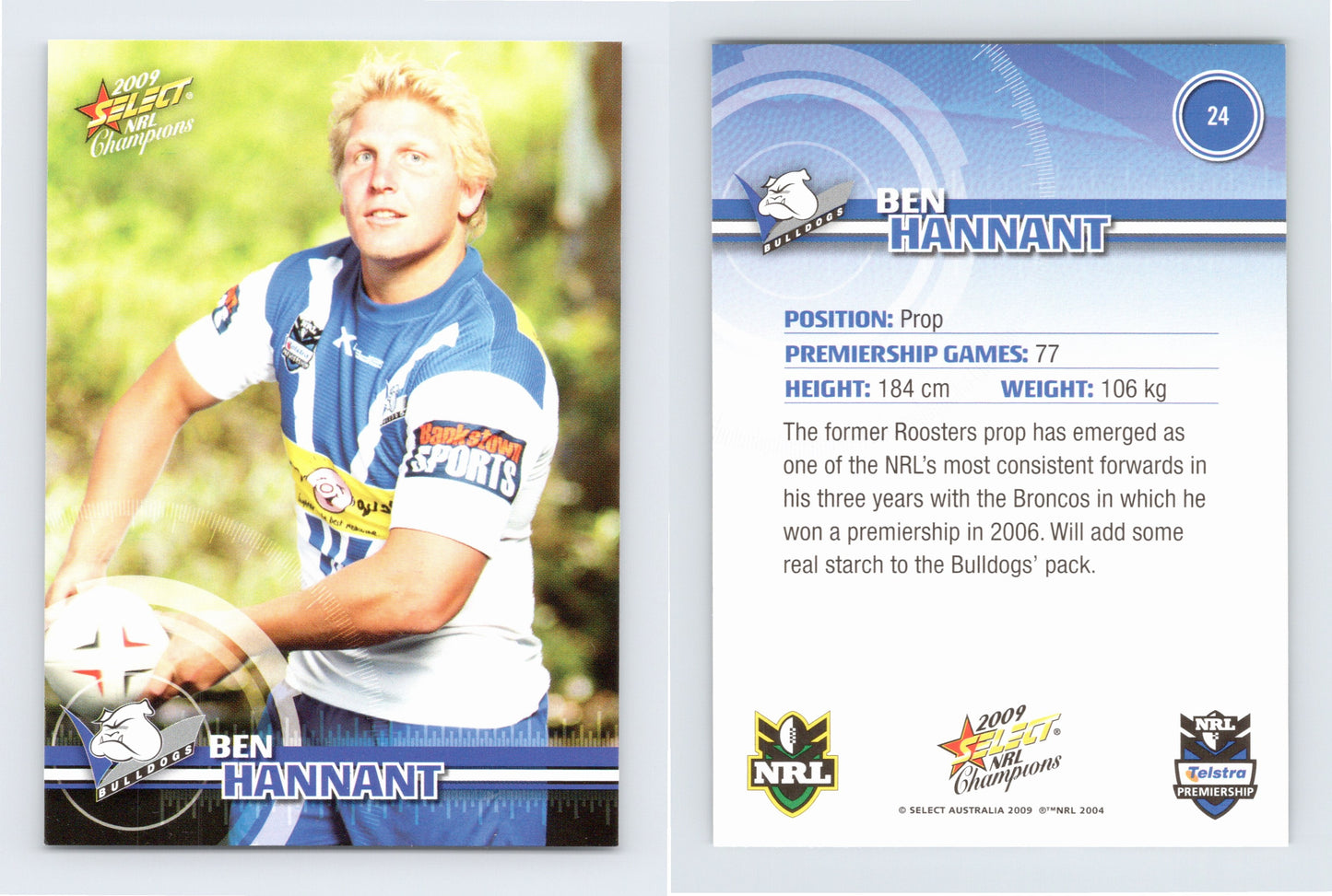 #24 BEN HANNANT 2009 Select NRL Champions