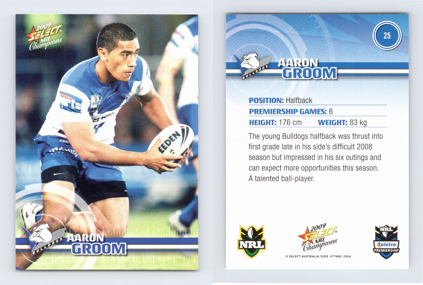 #25 AARON GROOM 2009 Select NRL Champions
