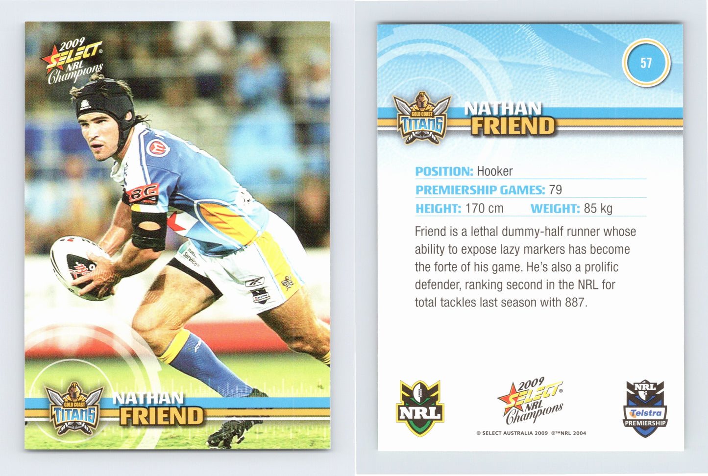 #57 NATHAN FRIEND 2009 Select NRL Champions