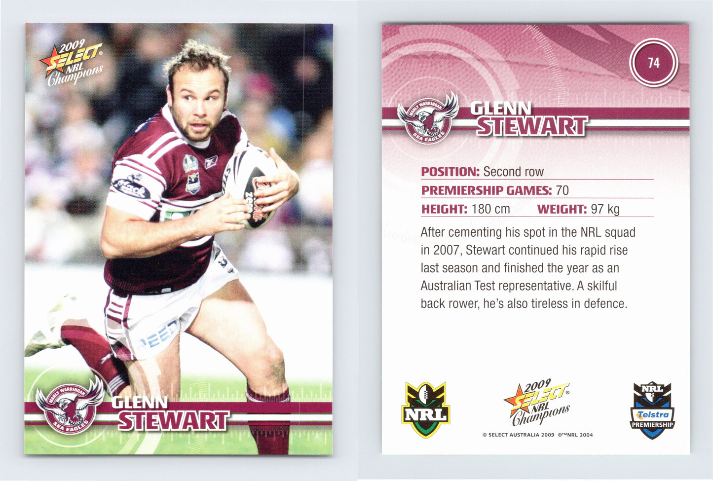 #74 GLENN STEWART 2009 Select NRL Champions