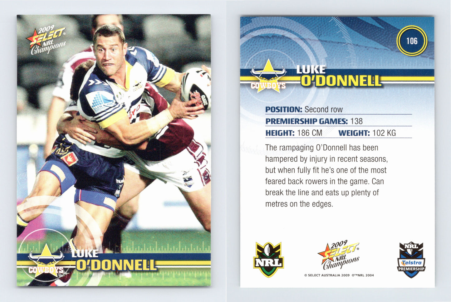 #106 LUKE O’DONNELL 2009 Select NRL Champions