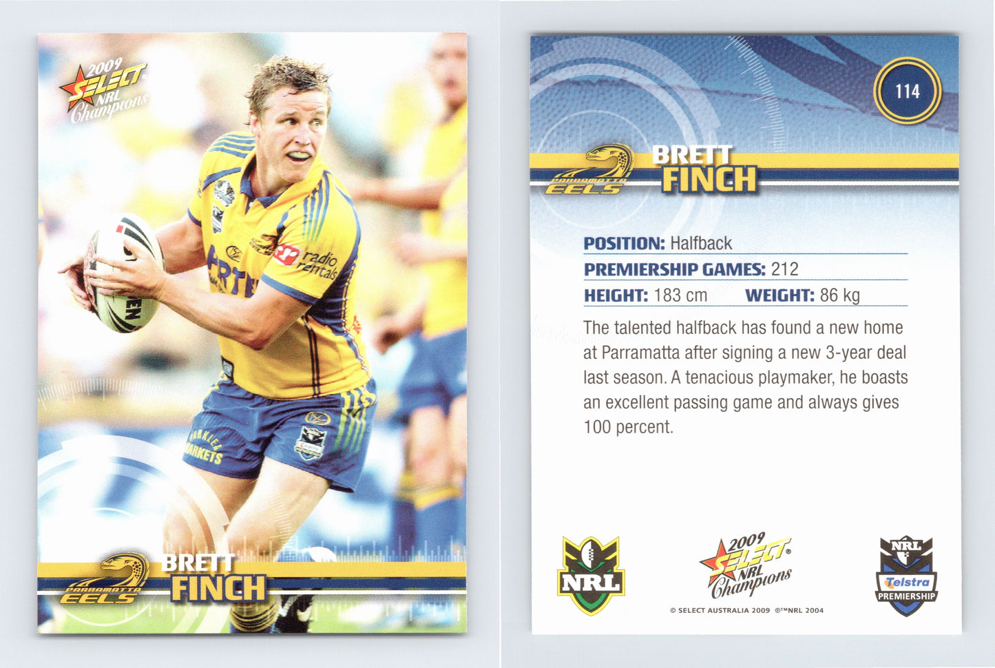 #114 BRETT FINCH 2009 Select NRL Champions