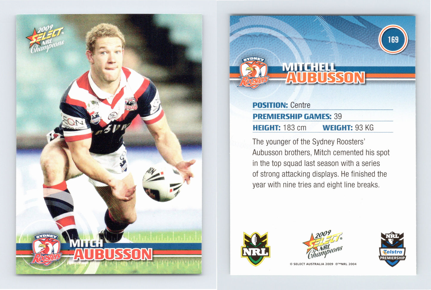 #169 MITCH AUBUSSON 2009 Select NRL Champions