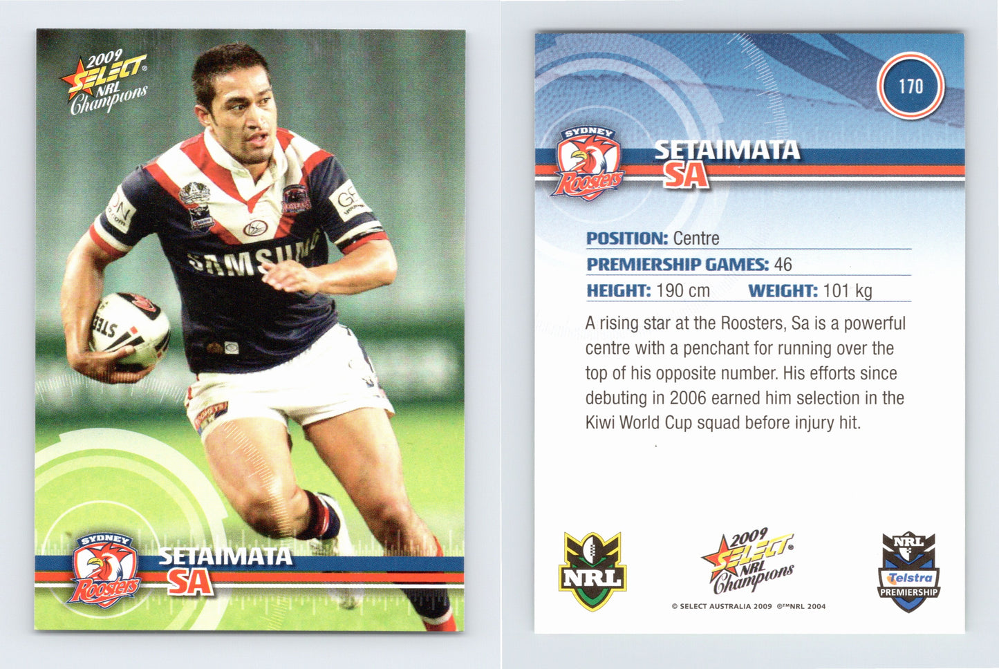 #170 SETAIMATA SA 2009 Select NRL Champions