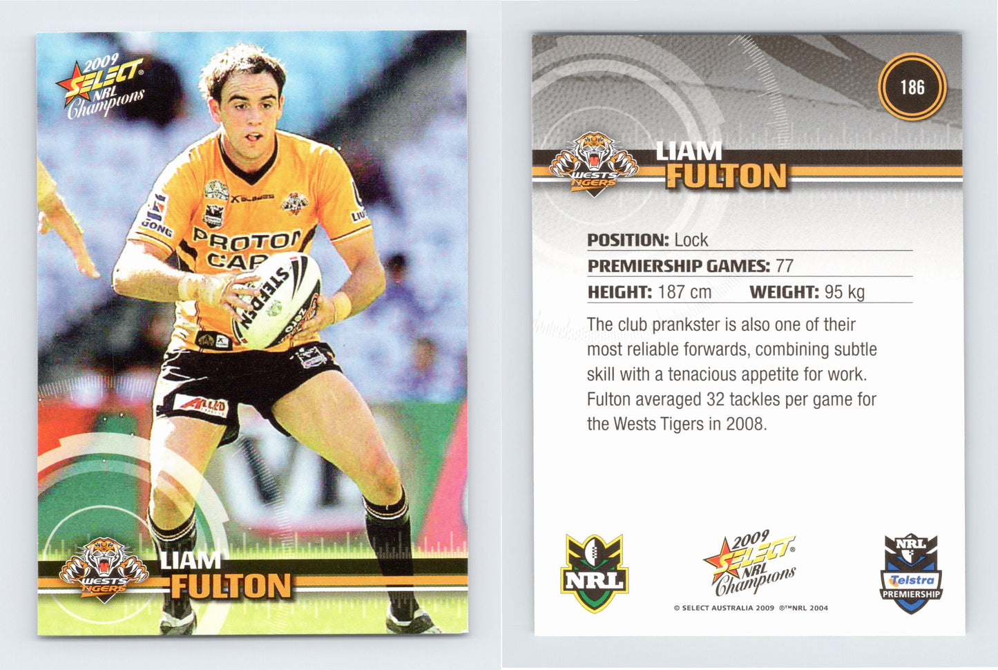 #186 LIAM FULTON 2009 Select NRL Champions