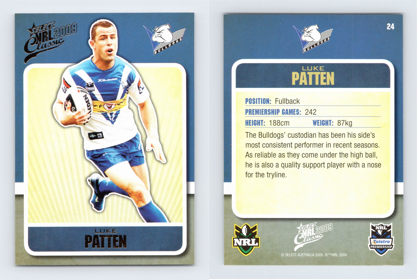 #24 LUKE PATTEN 2009 Select NRL Classic