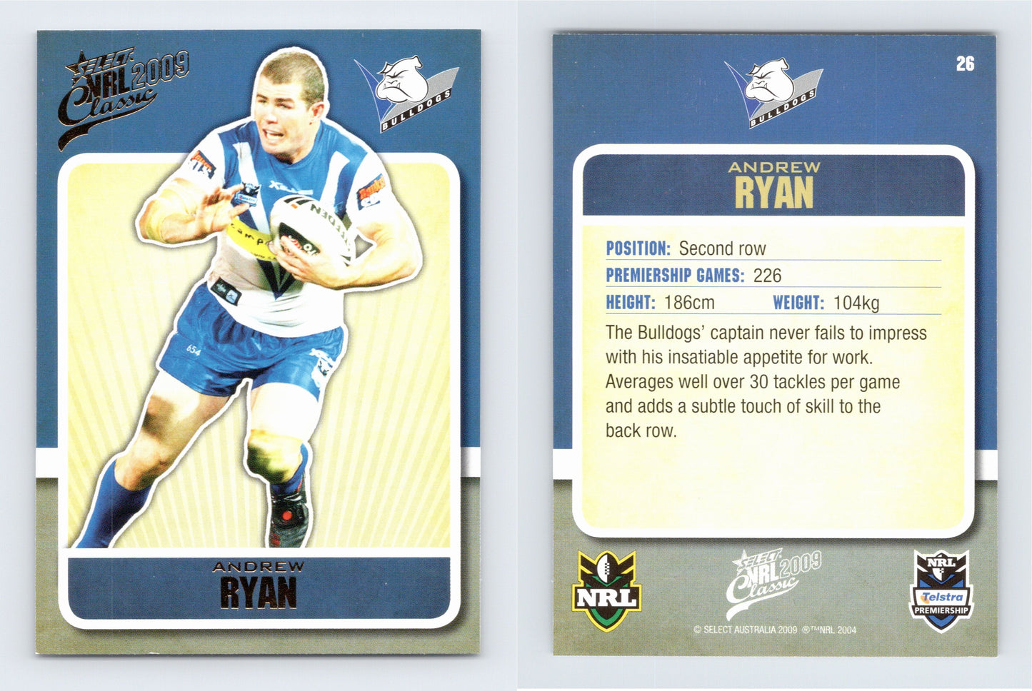 #26 ANDREW RYAN 2009 Select NRL Classic