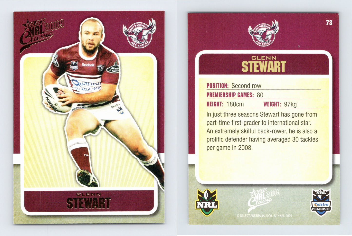 #73 GLENN STEWART 2009 Select NRL Classic