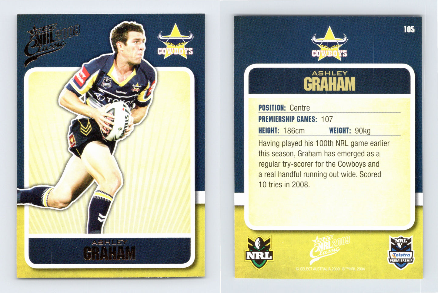 #105 ASHLEY GRAHAM 2009 Select NRL Classic