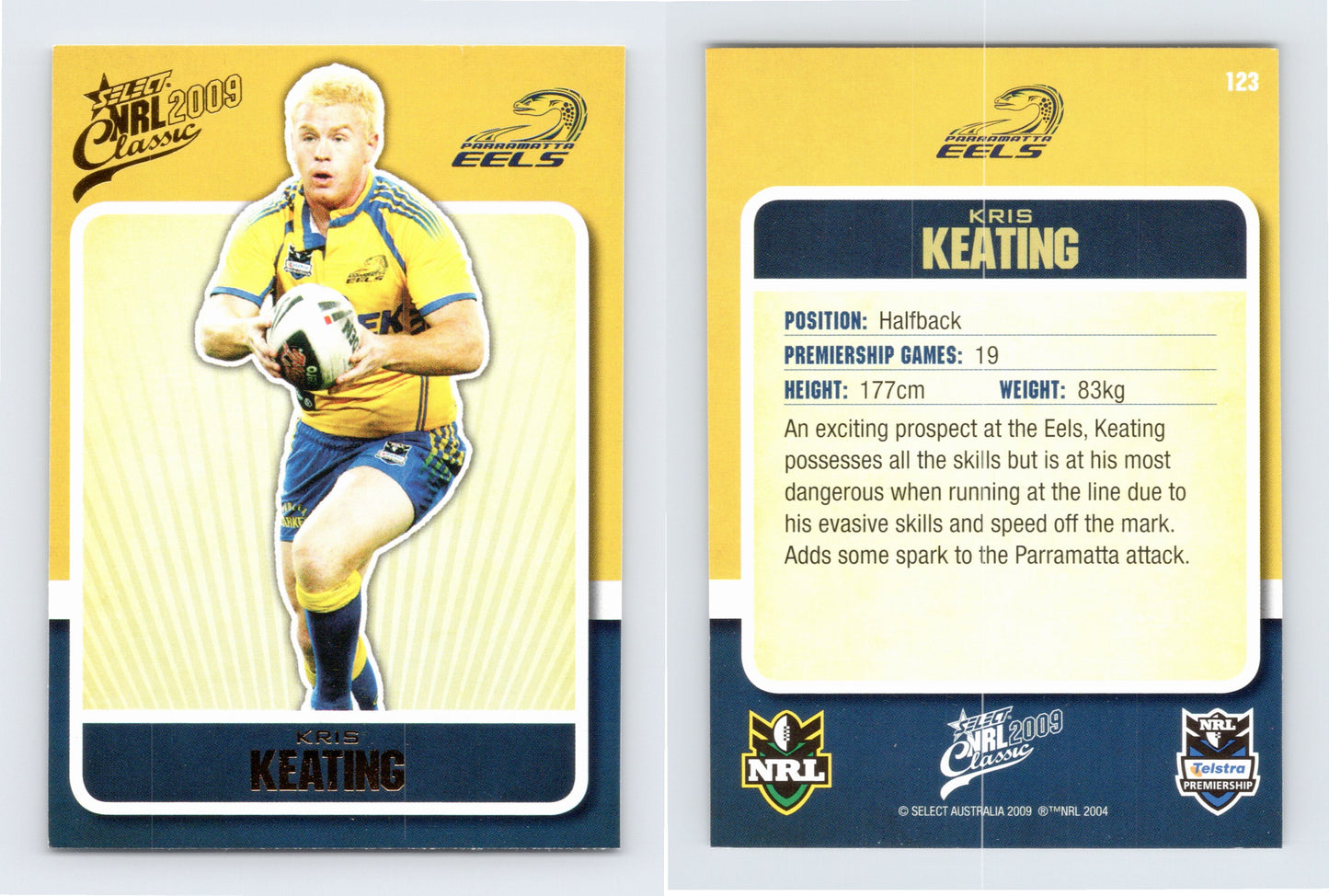 #123 KRIS KEATING 2009 Select NRL Classic