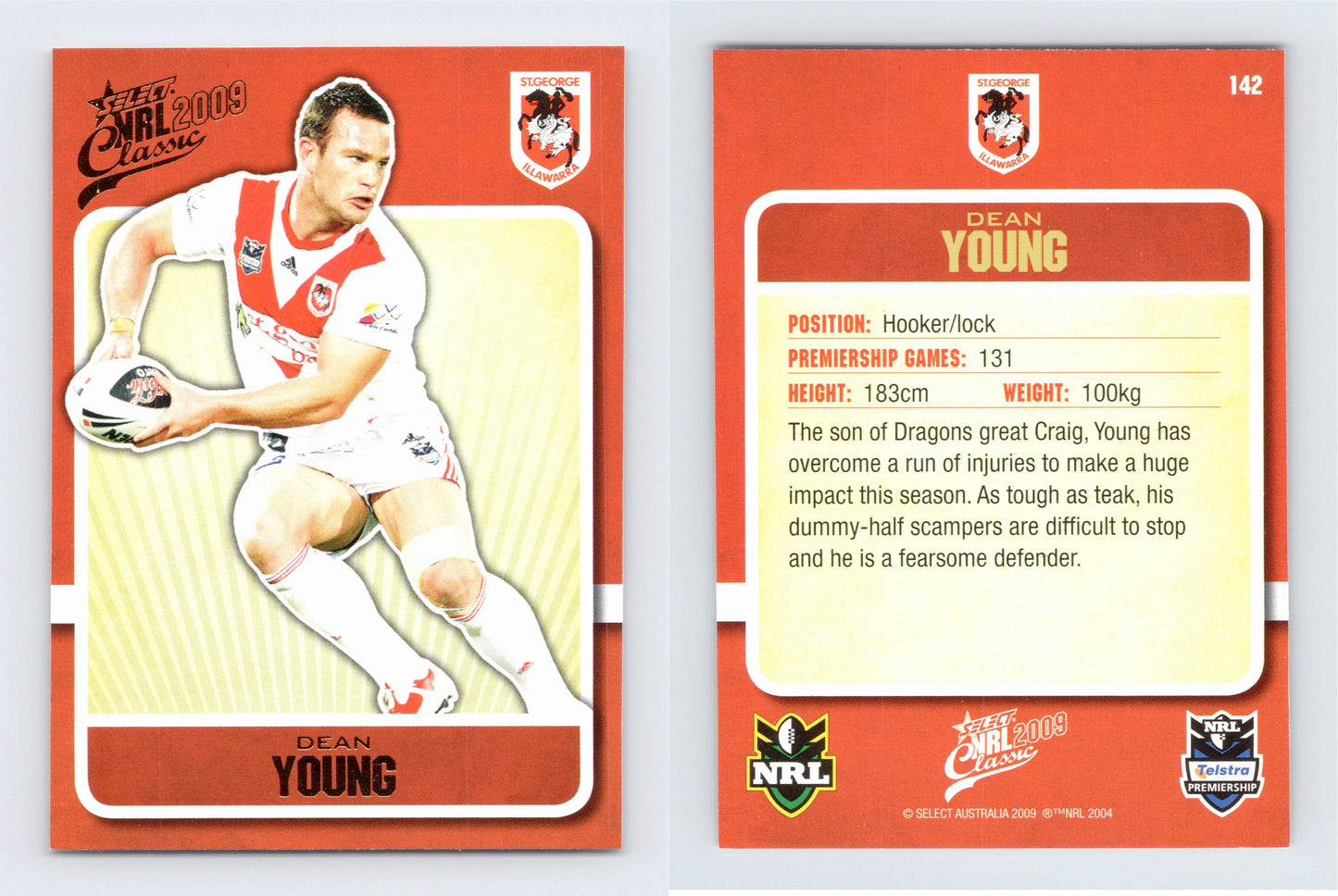 #142 DEAN YOUNG 2009 Select NRL Classic