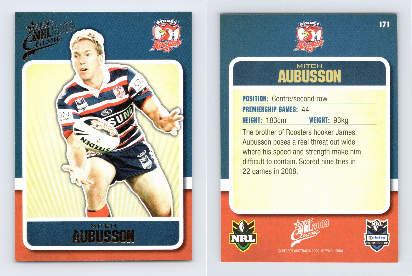 #171 MITCH AUBUSSON 2009 Select NRL Classic