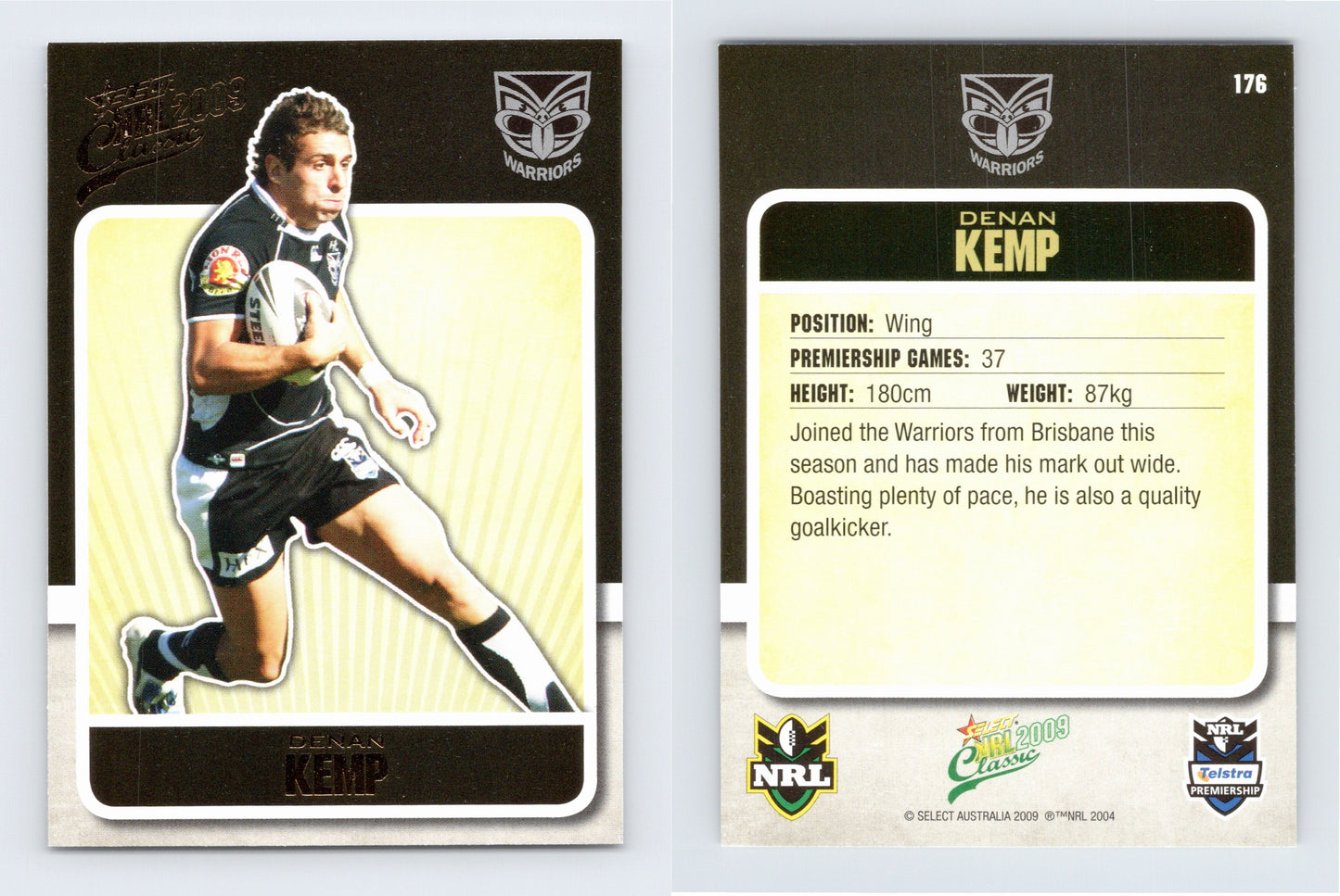 #176 DENAN KEMP 2009 Select NRL Classic
