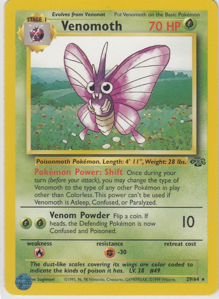 Venomoth 29/64 Jungle Set Unlimited Rare