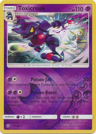 Toxicroak 55 /147 Reverse Holo burning-shadows-rh-49