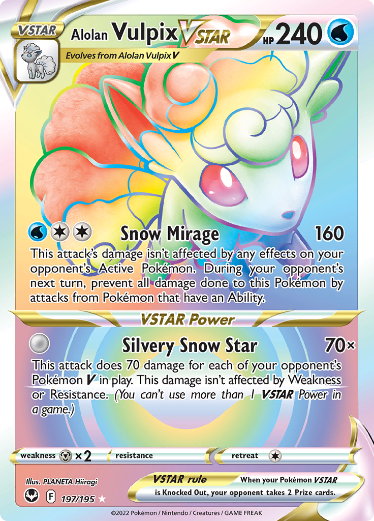 Alolan Vulpix VSTAR (Secret) 197/195 Silver Tempest