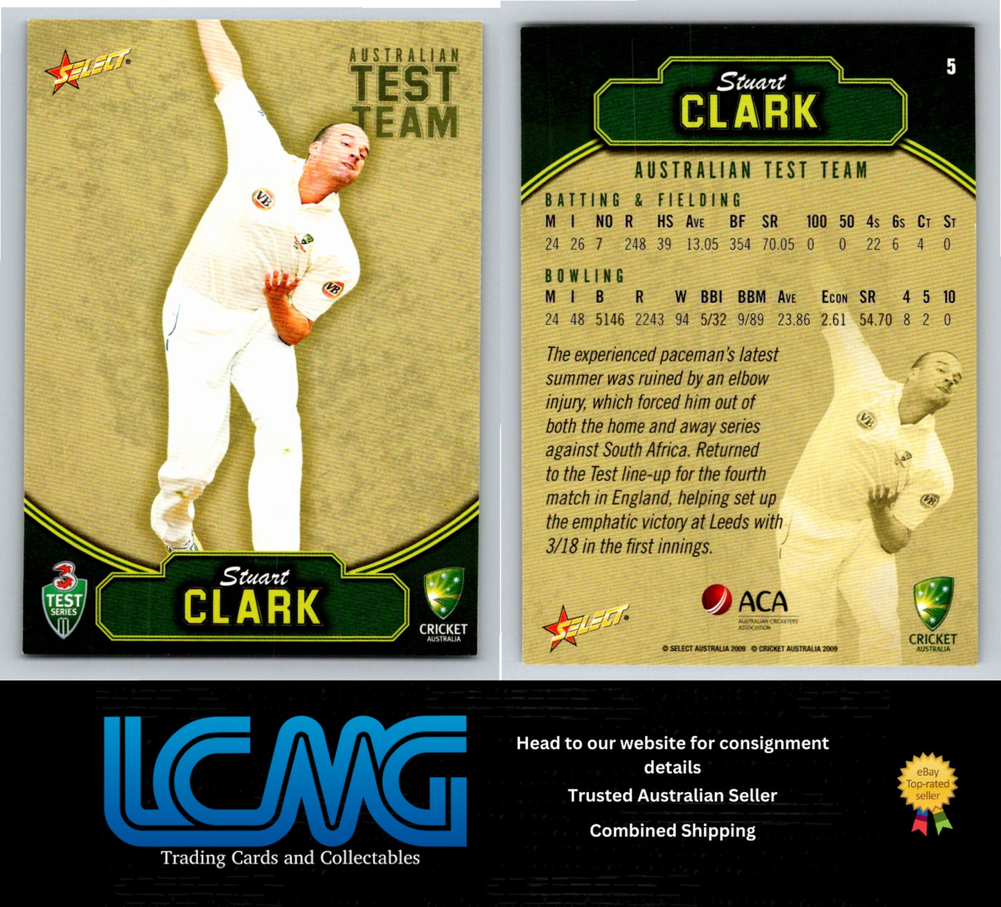 Select Cricket 2009 2010 Card # 5 Stuart Clark