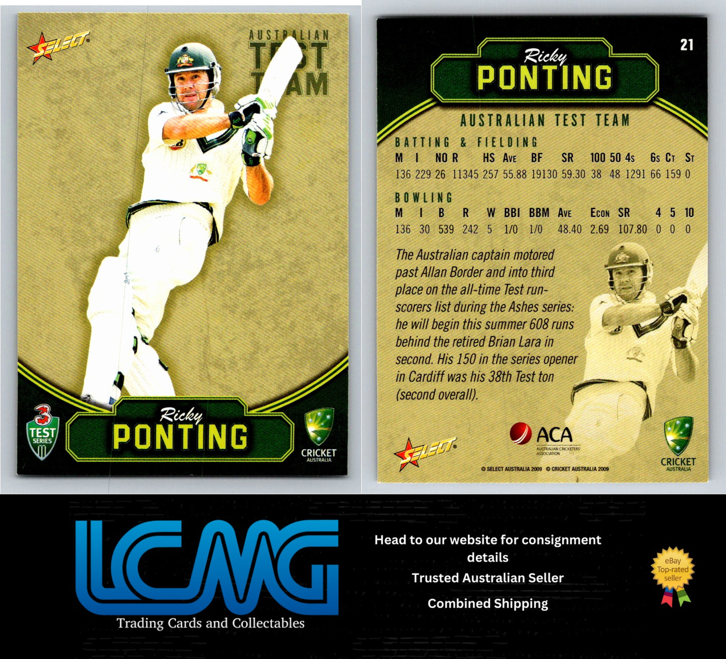 Select Cricket 2009 2010 Card # 21 Ricky Ponting