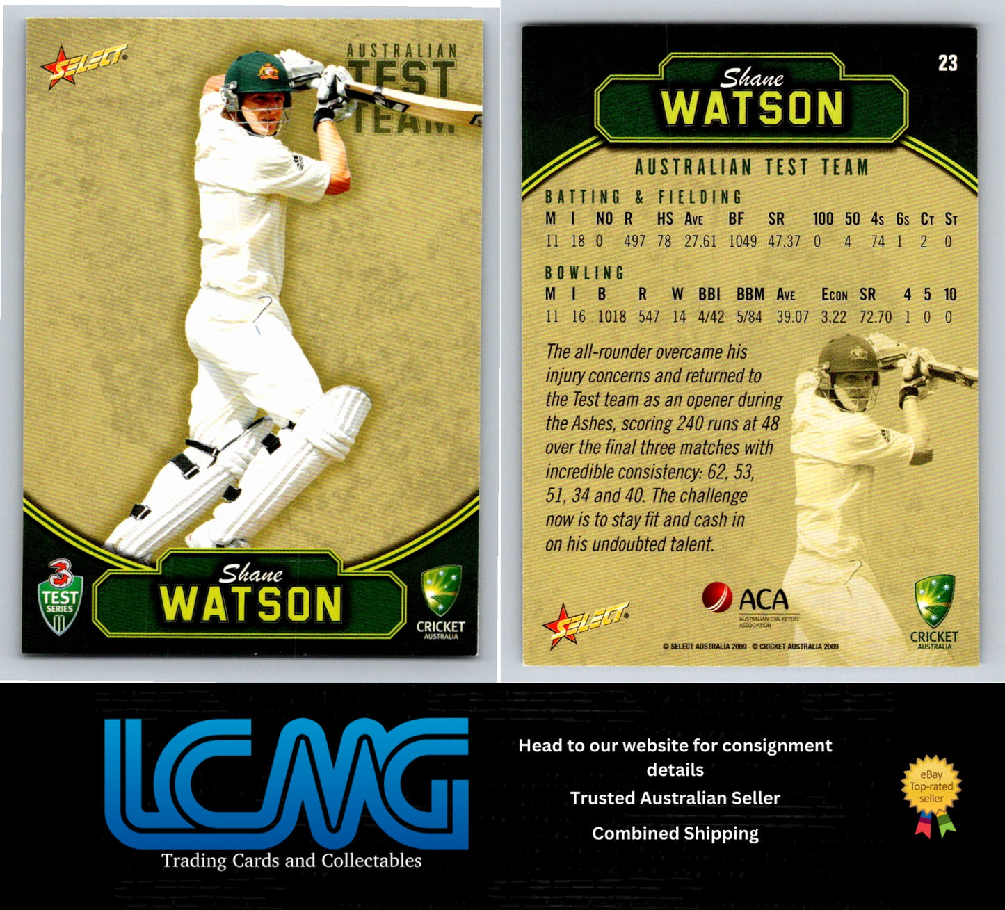 Select Cricket 2009 2010 Card # 23 Shane Watson