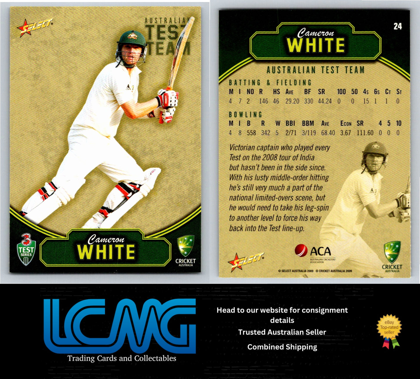 Select Cricket 2009 2010 Card # 24 Cameron White