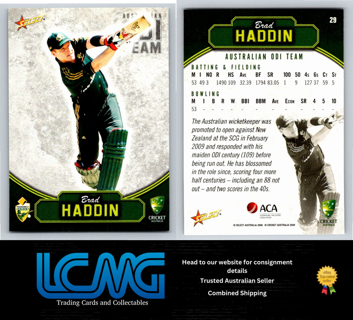 Select Cricket 2009 2010 Card # 29 Brad Haddin