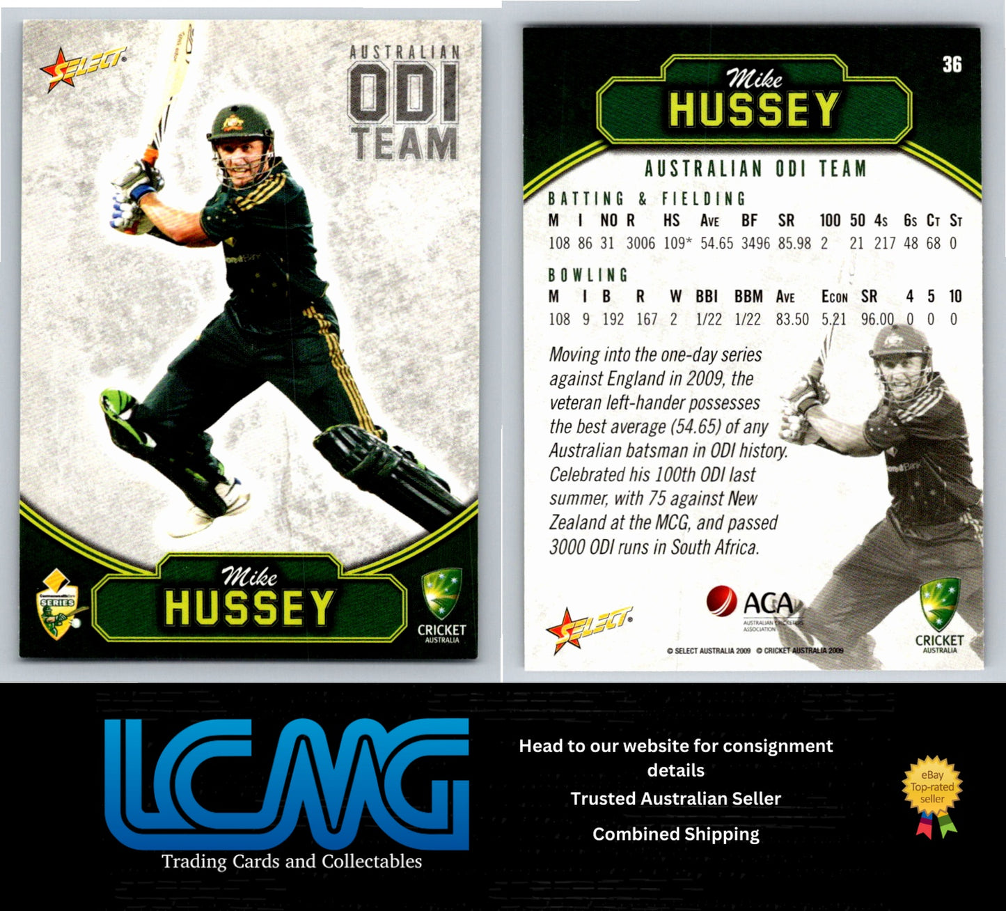 Select Cricket 2009 2010 Card # 36 Mike Hussey