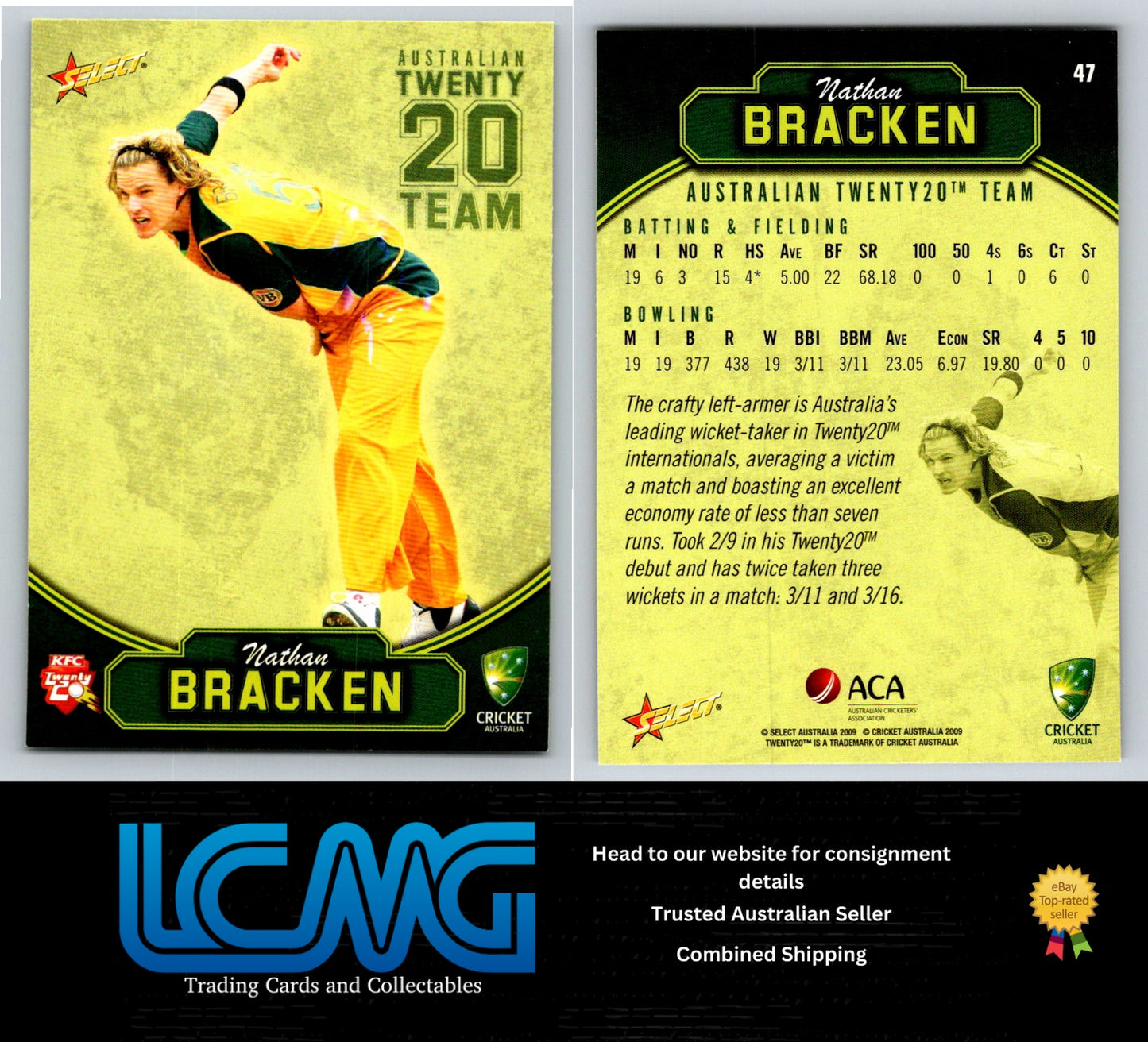 Select Cricket 2009 2010 Card # 47 Nathan Bracken