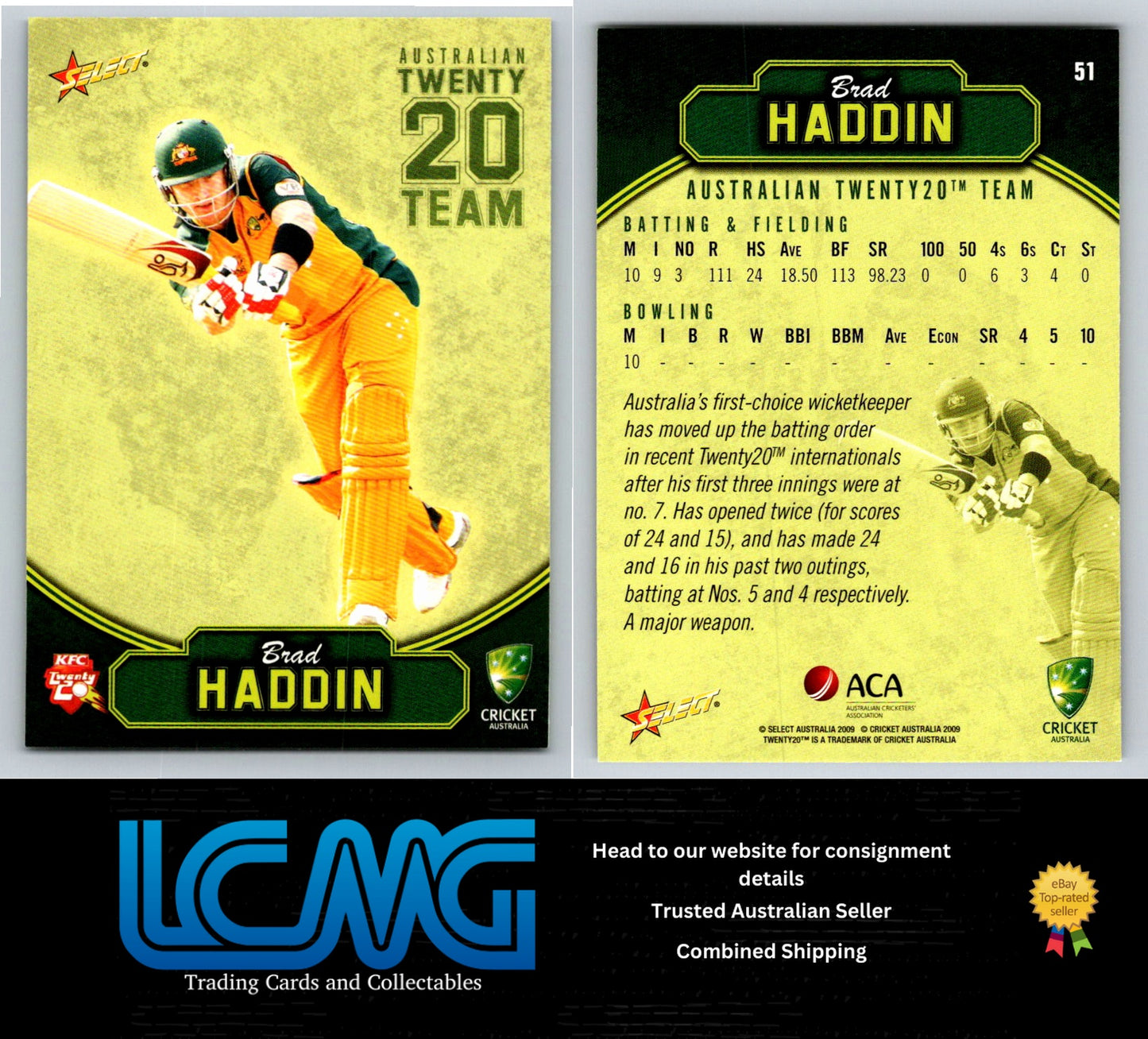 Select Cricket 2009 2010 Card # 51 Brad Haddin