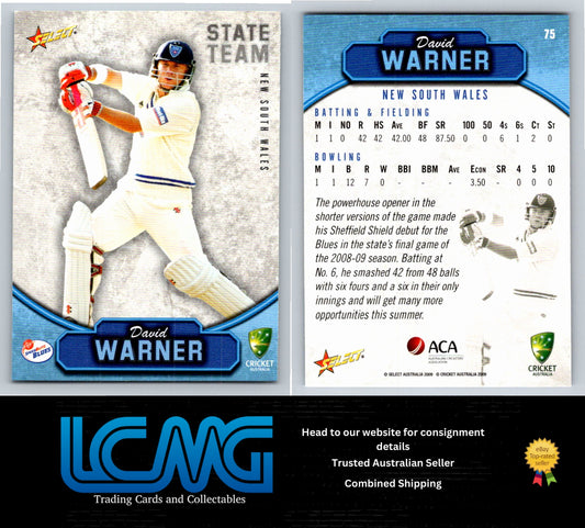 Select Cricket 2009 2010 Card # 75 David Warner