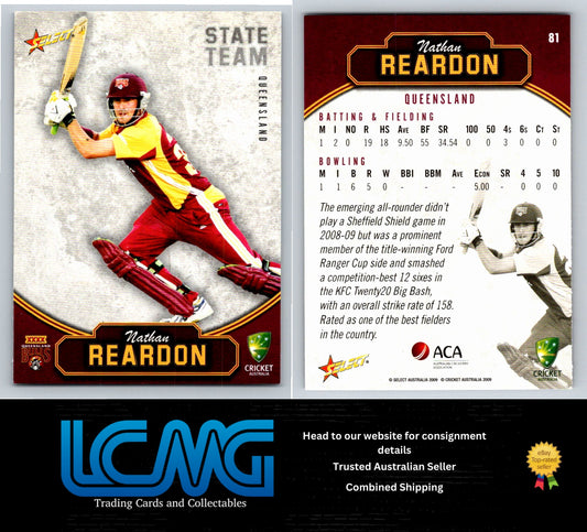 Select Cricket 2009 2010 Card # 81 Nathan Reardon