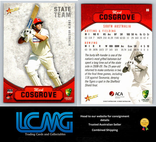 Select Cricket 2009 2010 Card # 86 Mark Cosgrove