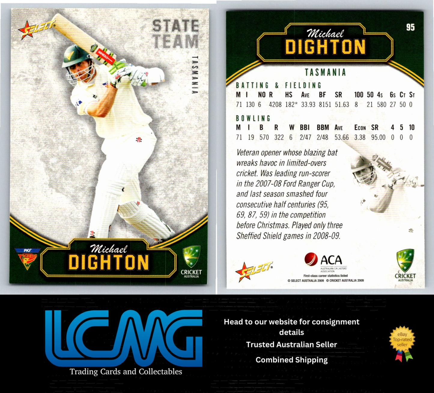 Select Cricket 2009 2010 Card # 95 Michael Dighton