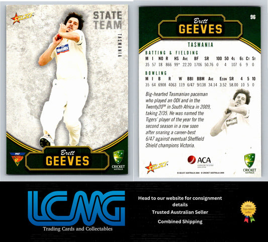 Select Cricket 2009 2010 Card # 96 Brett Geeves