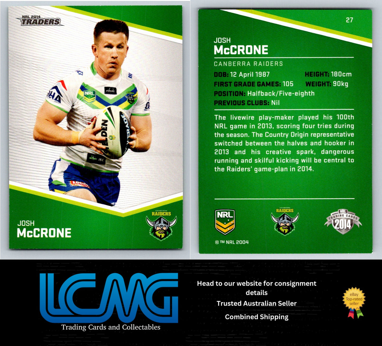 Card #  29 Josh Papalii  NRL 2014 Traders  Canberra Raiders