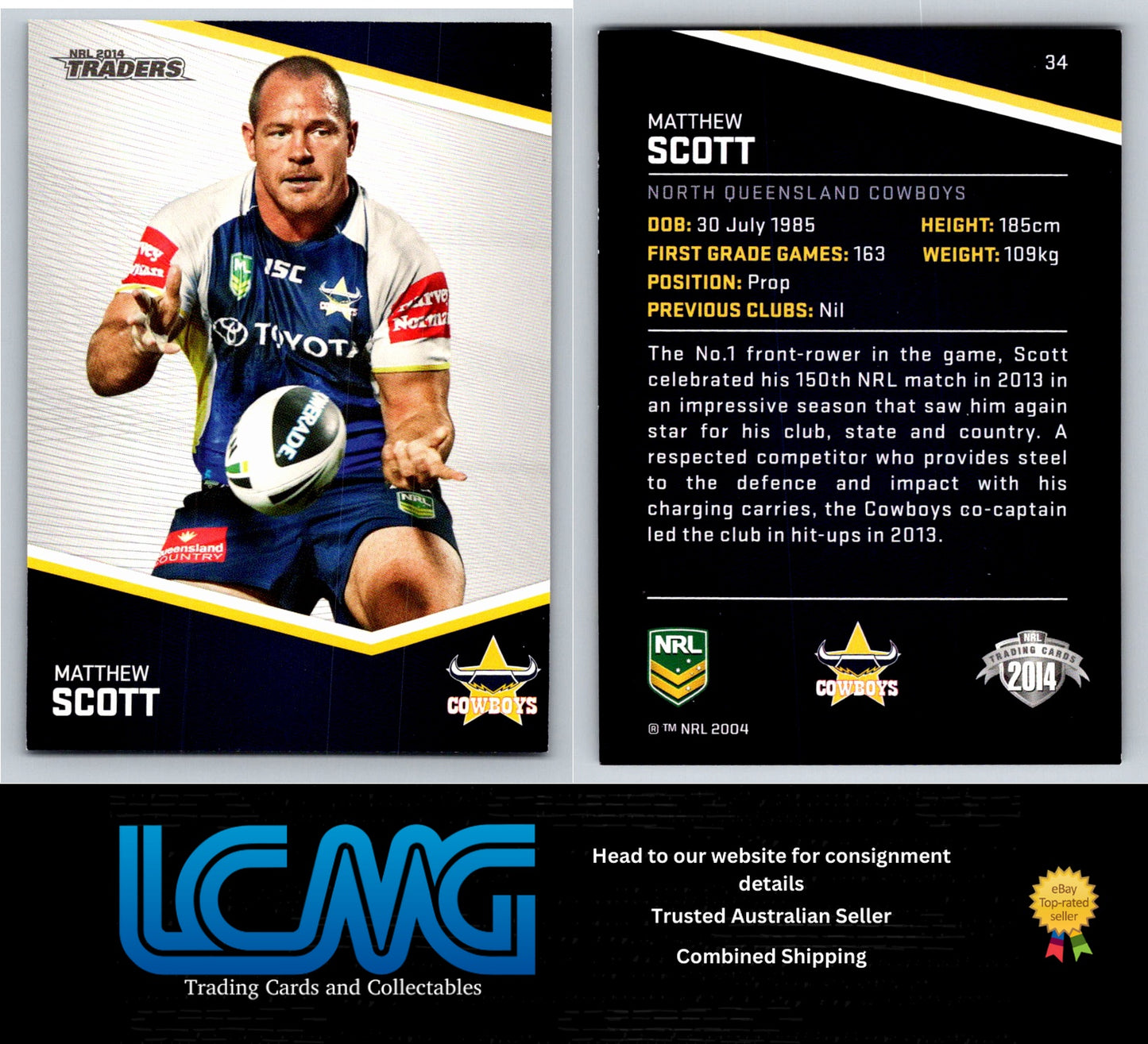 Card #  34 Matthew Scott  NRL 2014 Traders  Nth Queensland Cowboys