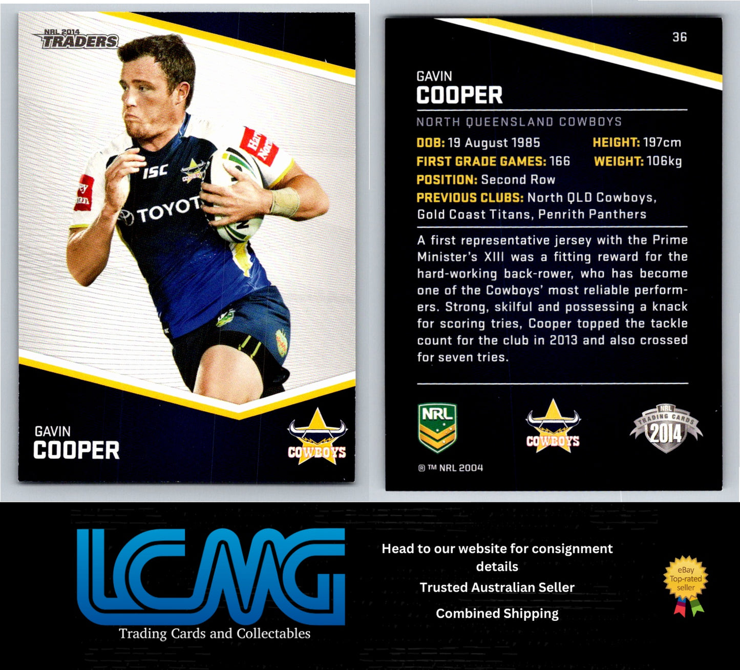 Card #  36 Gavin Cooper  NRL 2014 Traders  Nth Queensland Cowboys