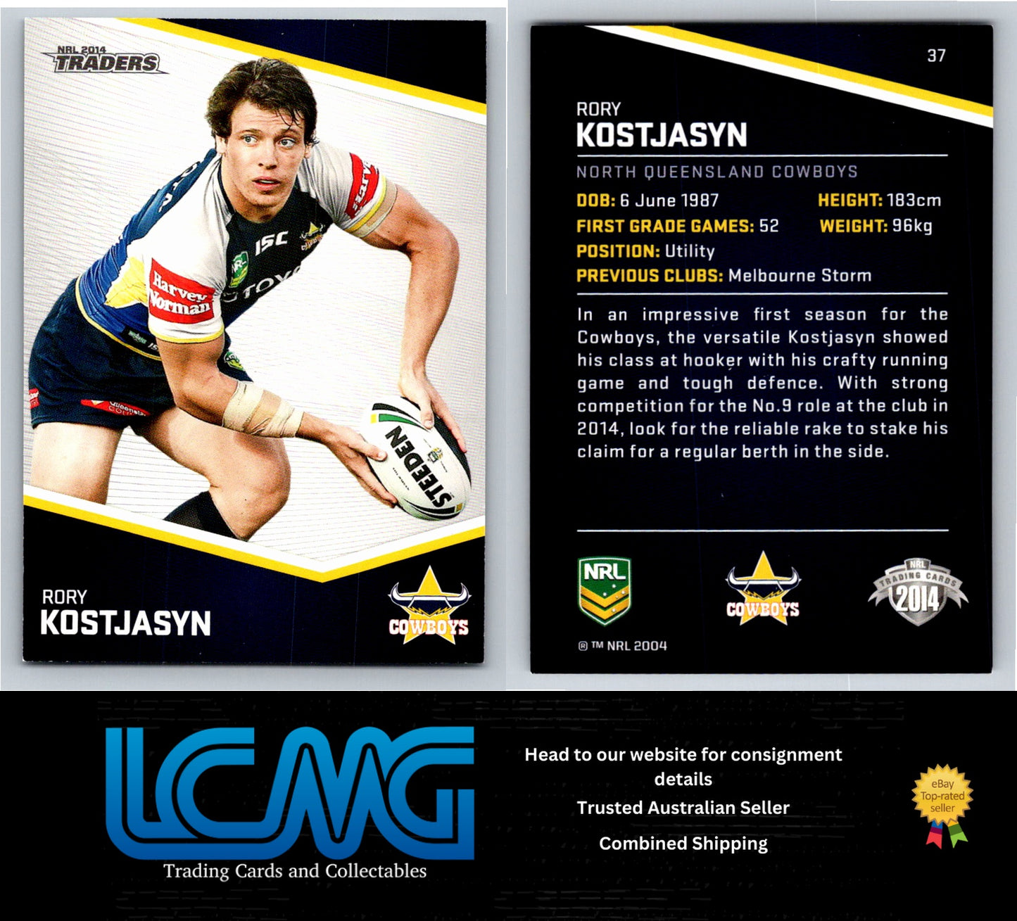 Card #  37 Rory Kostjasyn  NRL 2014 Traders  Nth Queensland Cowboys